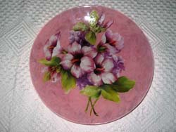 piatto in vetro decorazionde decoupage sotto vetro fiori rosa  angelapercaso